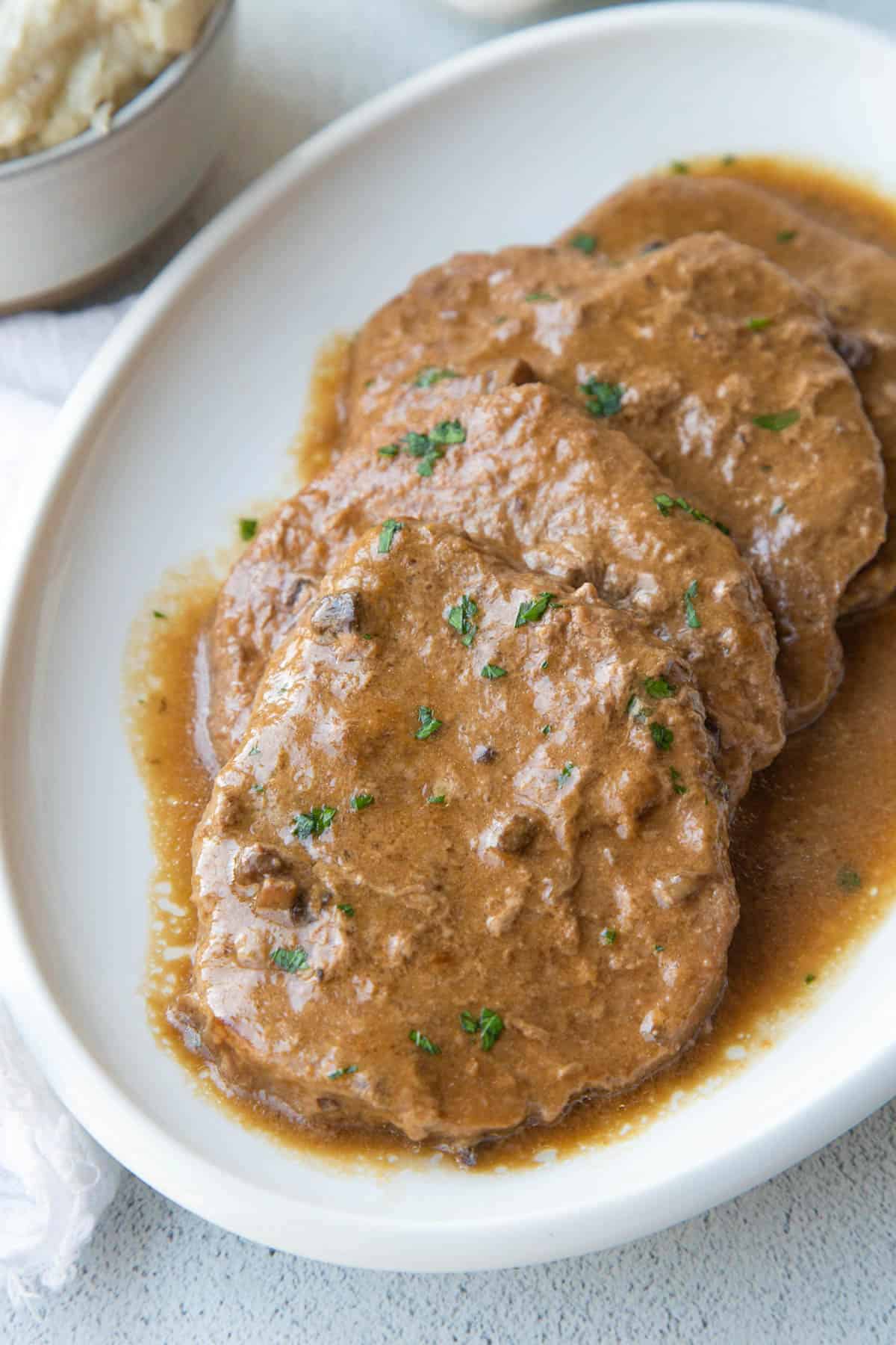 3 Ingredient Crock Pot Steak and Gravy - Cuts and Crumbles